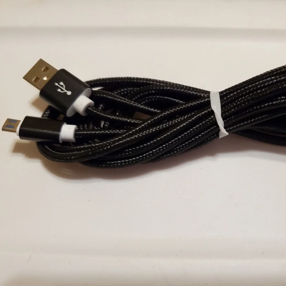 10ft Micro USB‎ Fast Charging Charger Black NWOT Heavy Duty Braided Cable Cord